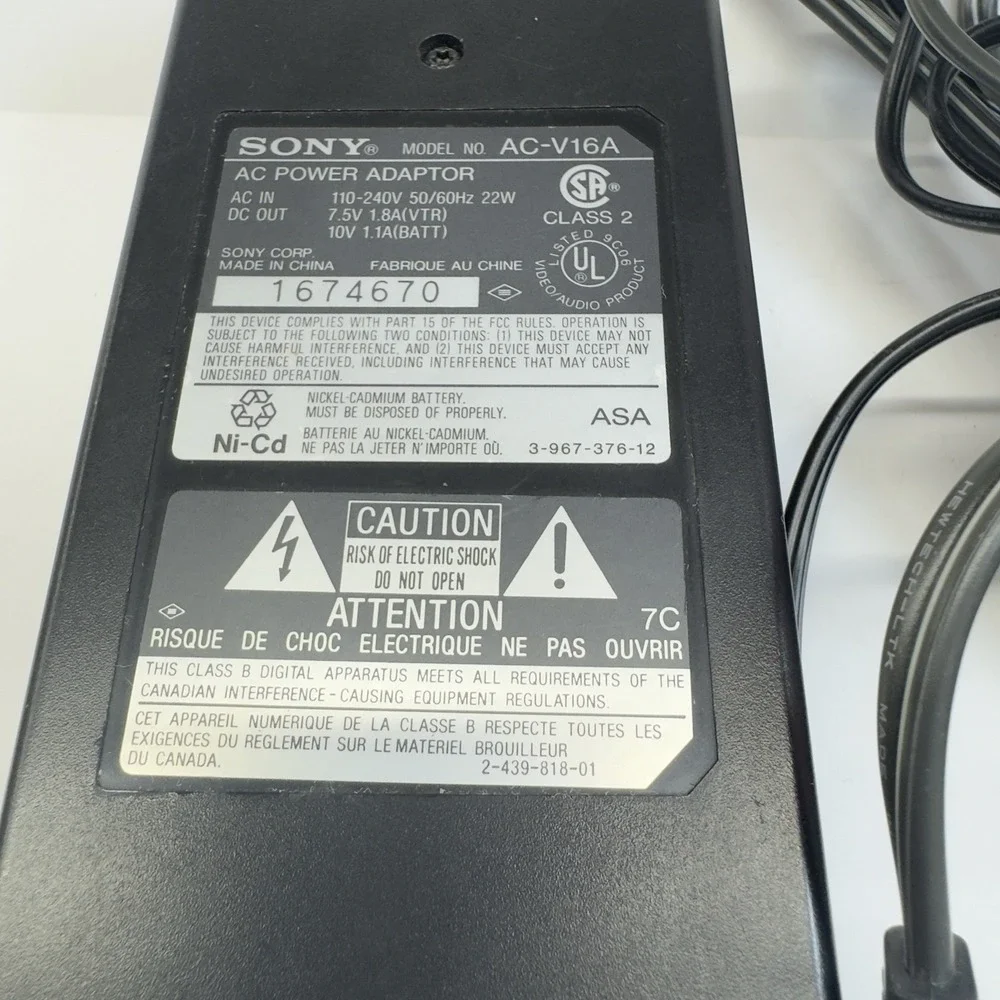 Sony AC-V16A Genuine Battery Charger Power Adapter Handycam Camcorder